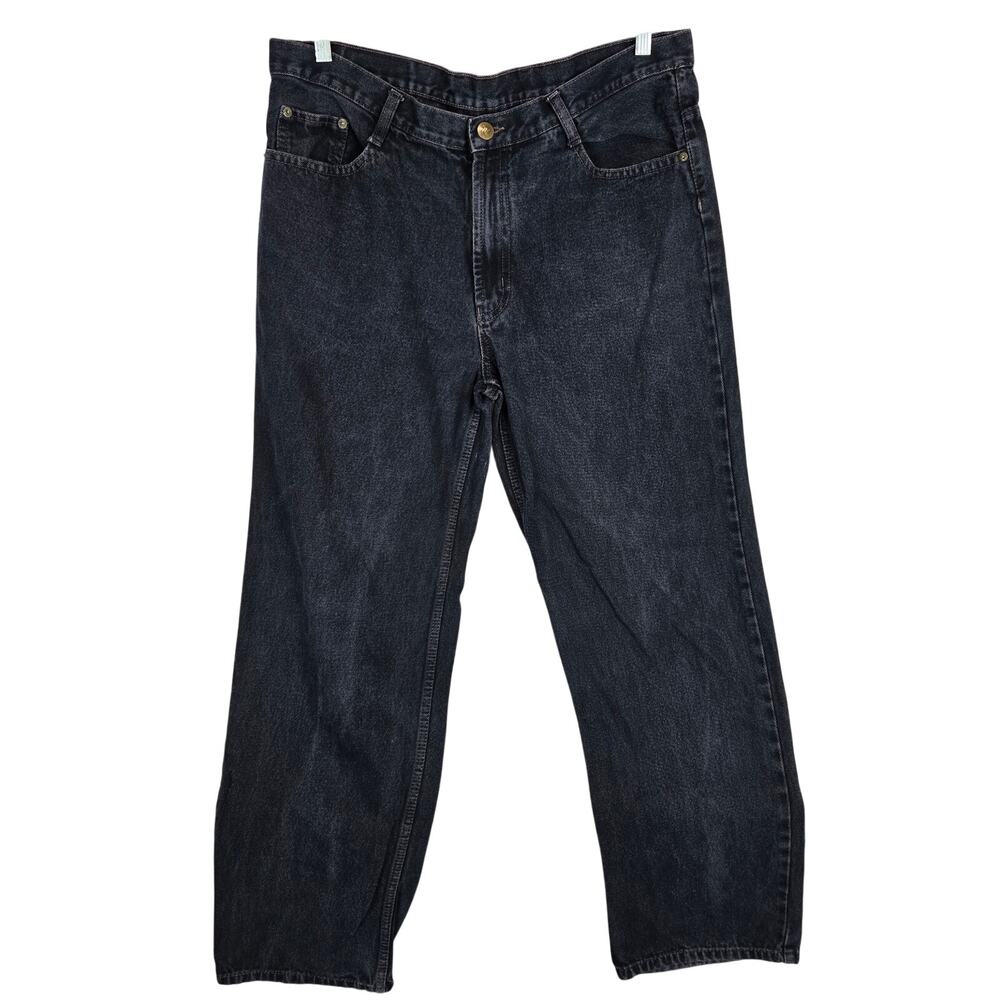 Men's Sz 40 Black Baggy Jeans Rugged Western Straight Leg Cowboy Gorpcore Denim